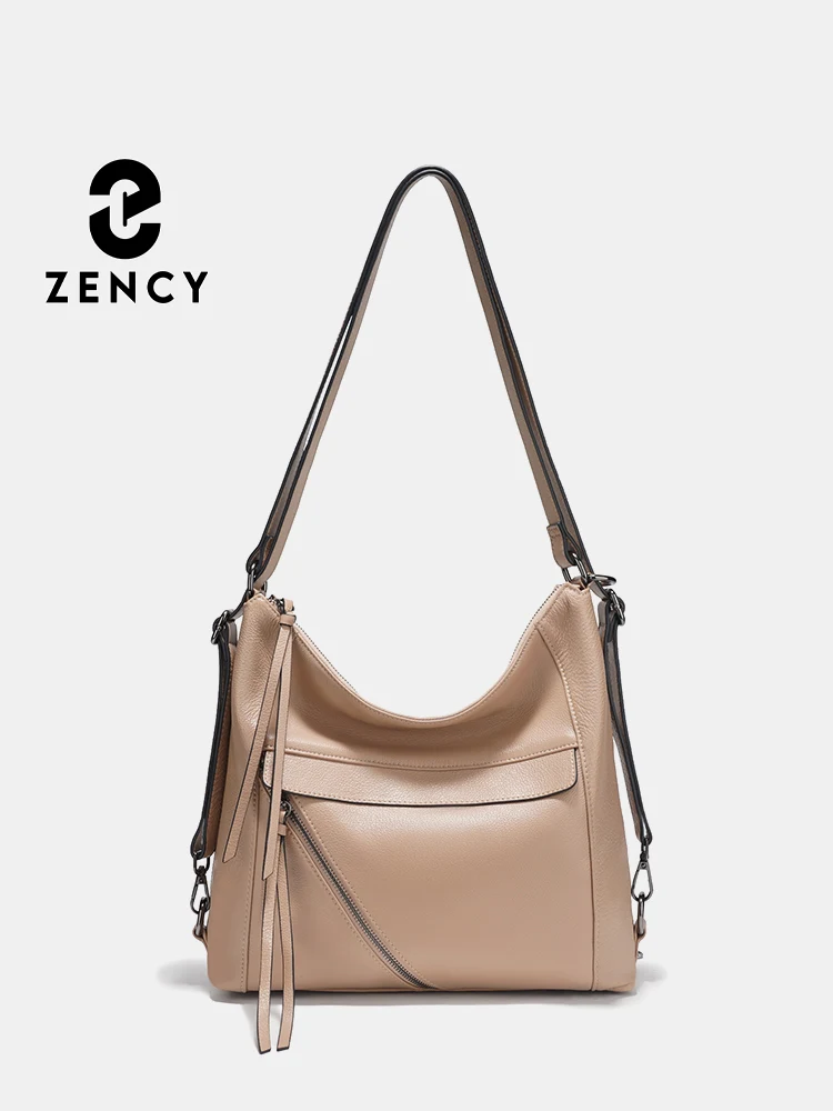 Zency Fashion Women Shoulder Bag 100% Genuine Leather Large Designer Handbag Hobo Bag Backpacks Transformer Bag Satchels Green