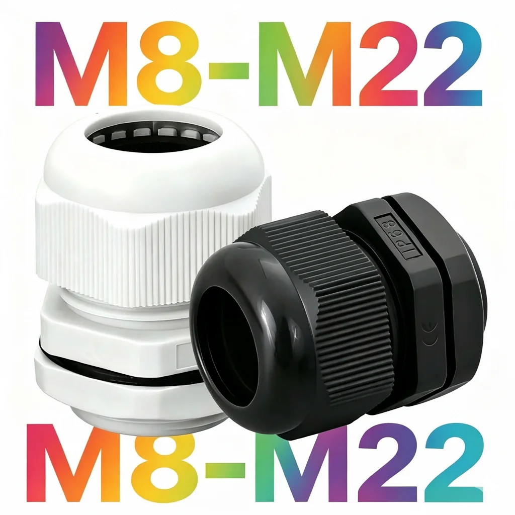 IP68 Nylon Cable Gland M8-M22 Waterproof Cable Connector Anti-Aging Dustproof Plastic Cable Entry Gland Joint Nylon Connector