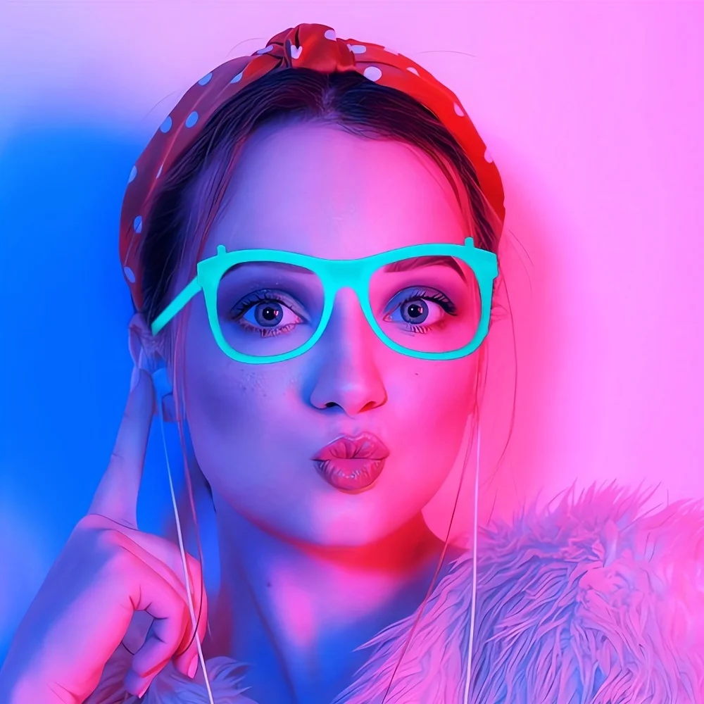 2/24 Stück Leuchtende Neon-Brillen ohne Gläser, Leuchtende Brillengestelle, Partyzubehör für Halloween, Abschlussball, Geburtstagsdekoration, Foto-Requisiten – Detail 7