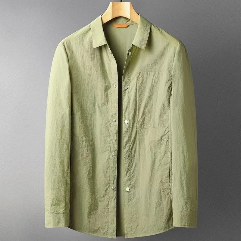 ملابس خارجية صيفية للرجال طويلة Sve للحماية من الشمس irt كاجوال رفيعة Sle ريترو هونج كونج Faion يابانية Sle ملابس خارجية عصرية Jaet #1