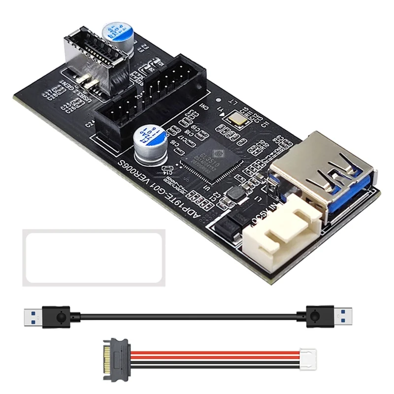 A76I Header 19Pin to Type E + 19Pin Motherboard 1 to 2 Splitter USB 3.0 Hub USB Adapter Conector USB 19Pin Connector(B)