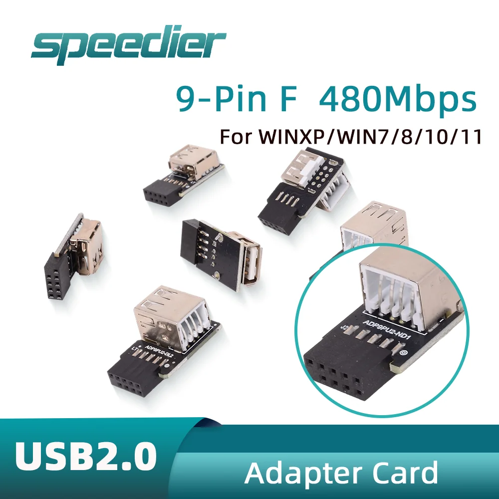 USB 2.0 To 9pin Adapter Motherboard with Built-in USB Dual Port Riser Bluetooth Wireless Network Card Encrypted Dongle Receiver