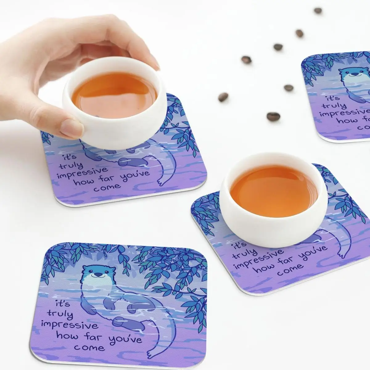 

Это настоятельно впечатляющие, как далеко, что ты придет, подставки с выдрой, кожаные салфетки, изоляционные кофейные коврики для дома