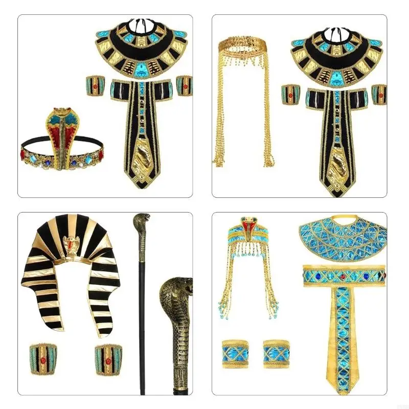 39BB Costume robe d'Egypte ancienne Costume égyptien comprend le casque serpent