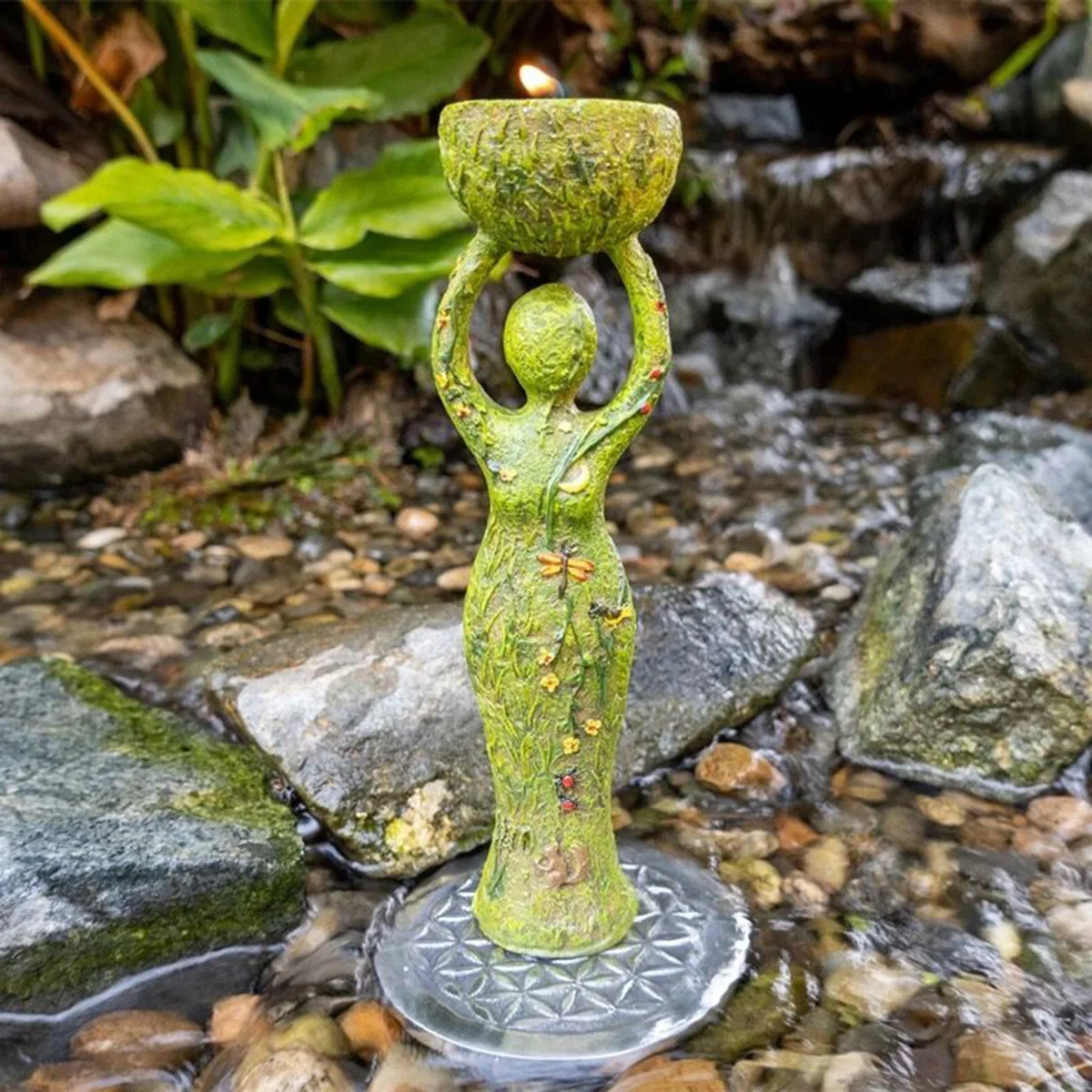 Nature Earth Altar Goddess Totem Tea Lantern Wax Terrace Resin Crafts Courtyard Decoration and Ornament