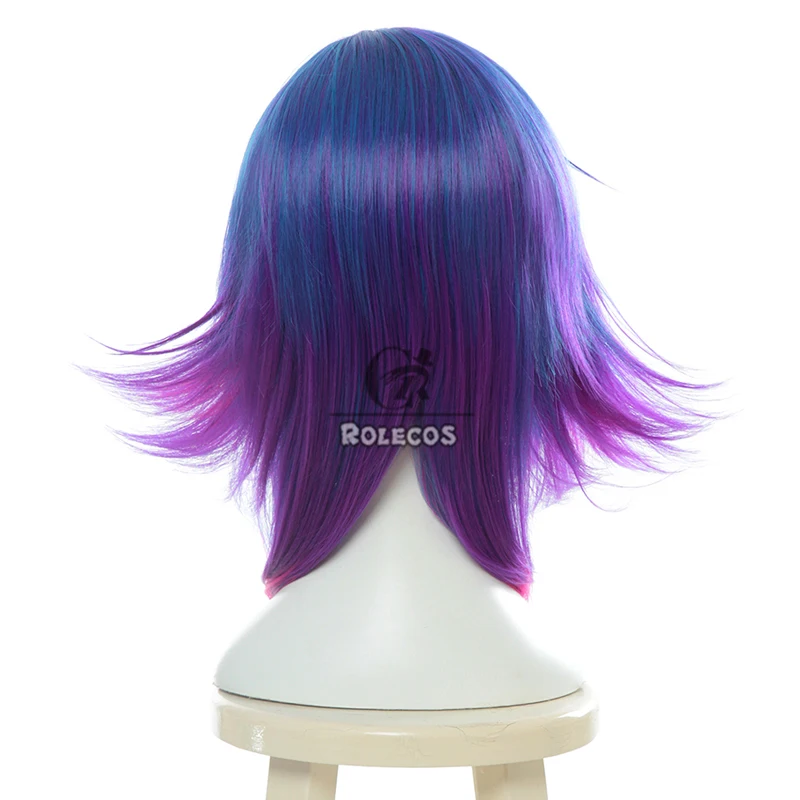 ROLECOS Synthetisch haar Spel LOL Neeko Cosplay Pruiken Neeko Cosplay Haar Rollenspel Halloween Blauw Gemengd Paars Pruik Synthetisch haar