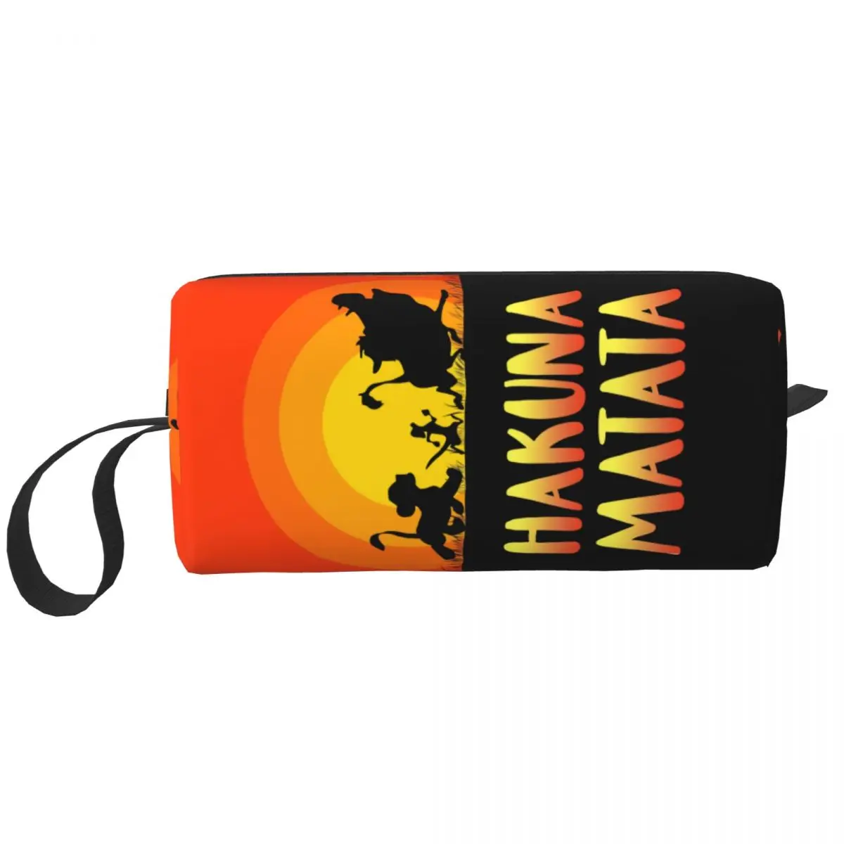 Custom King Lion Painting At Sunset Cosmetic Bag Women Cartoon Movie Hakuna Matata Makeup Case Beauty Storage Toiletry Bags