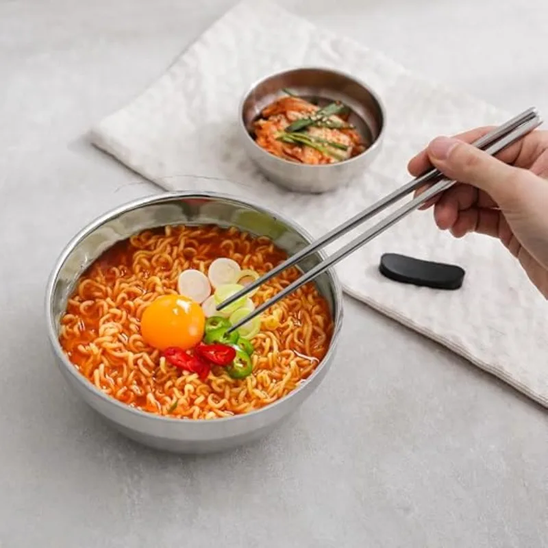 

Двухслойная изолированная миска из нержавеющей стали, подходит для хранения лапши, крупы, мороженого, супов, рамэна в корейском стиле и т. д.