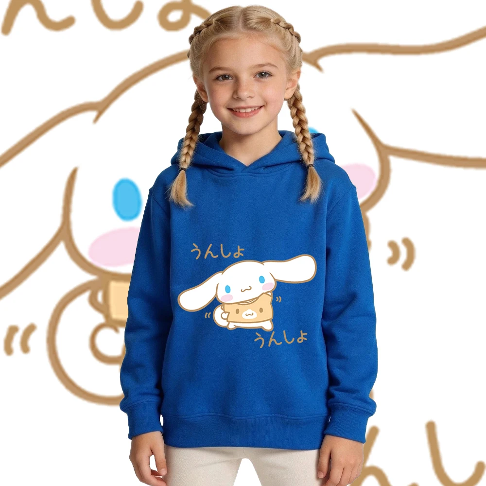 

Флисовая толстовка с принтом Cinnamoroll Heave Ho для мальчиков и девочек, теплая повседневная толстовка с капюшоном для детей на осень-зиму