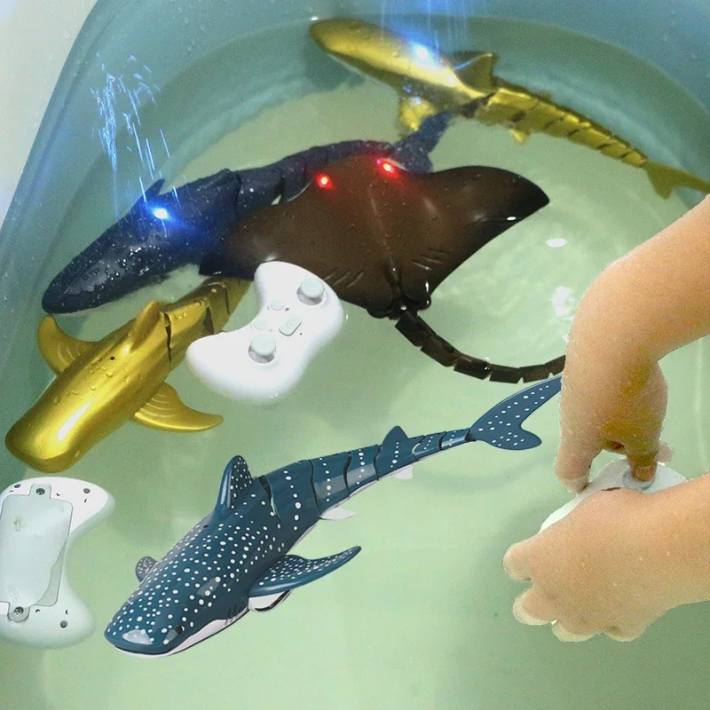 Robots Rc Shark Toy for Boys  Water Swimming Pools Bath Tub Girl Children Kids Remote Control Fish Boat Electric Bionic Animals