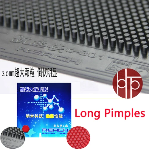 Espinillas largas REACH C8, goma para tenis de mesa, buey, 2,5mm de altura, partículas grandes, hoja de goma para tenis de mesa, goma especial, rotación fuerte