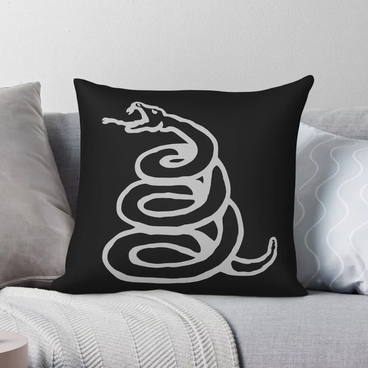 Snake The Black Album Square Pillowcase Polyester Linen Velvet Pattern Zip Decor Pillow Case Home Cushion Cover Wholesale