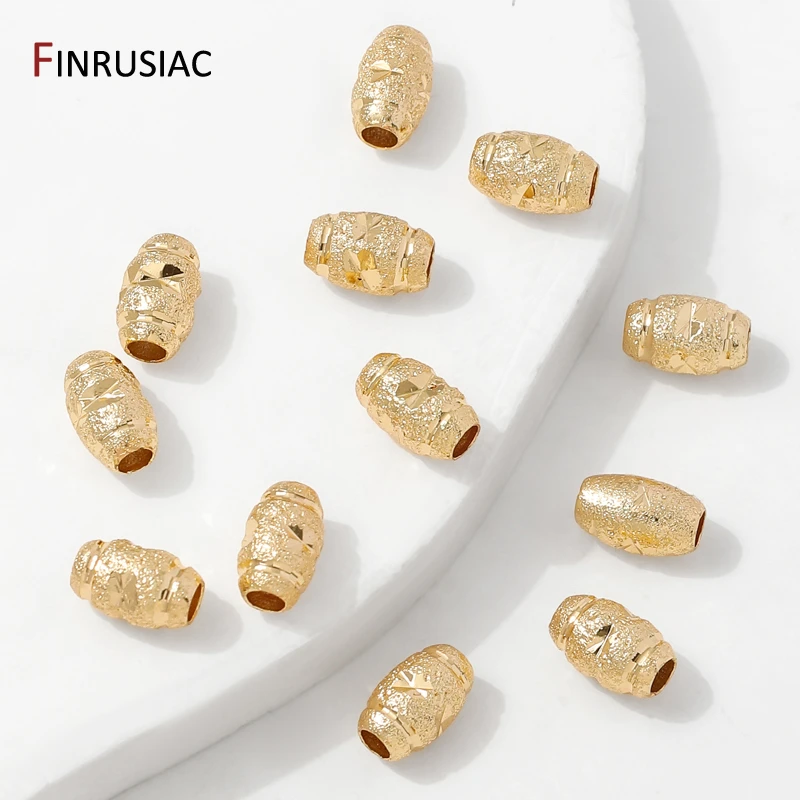 14K Gold Plated Brass Frosted Oval Melon Spacer Beads,Separators Beads For Bracelet Jewelry Making Supplies,DIY Accessories image 3