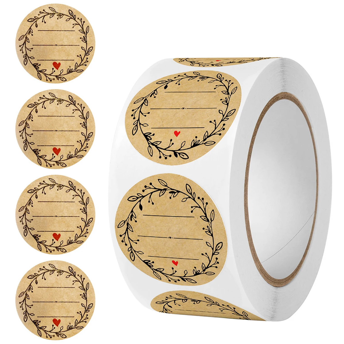 100-500pcs Kraft Paper Flowers Thank You Label Stickers for Gift Card Package Party Wrapping Baking Small Business 1inch