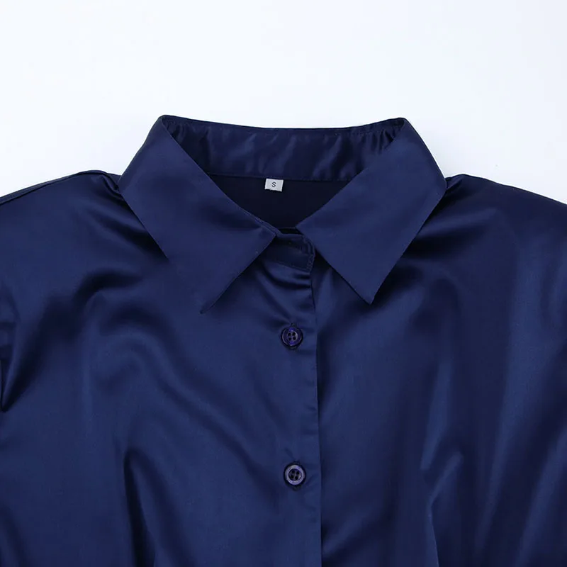 2025 New Long Sleeve Shirt Dresses Women Sexy Slim Buttons-Up Bodycon Dress Elegant Satin Temperament Office Lady Mini Dress