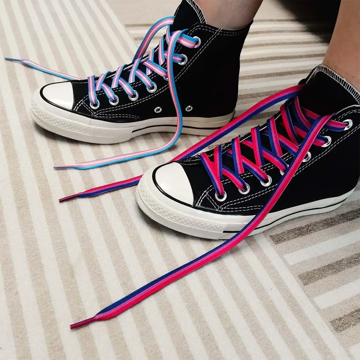 Rainbow Shoelace Long Rainbow Laces for Sneakers LGBTQ Bisexual Lesbian Gay Non-Binary Transgender Asexual Colorful Shoelaces