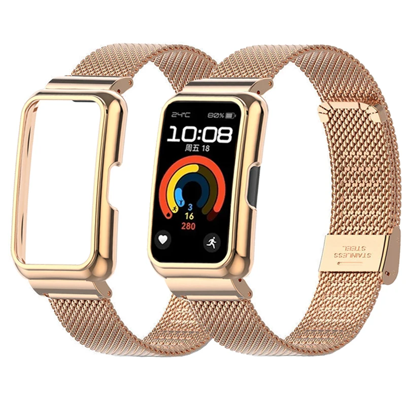 Metal Strap Case Protector for Huawei Band 9 Watchband for huawei band 8 Wristband for HUAWEI BAND 10 Bracelet Protective Frames