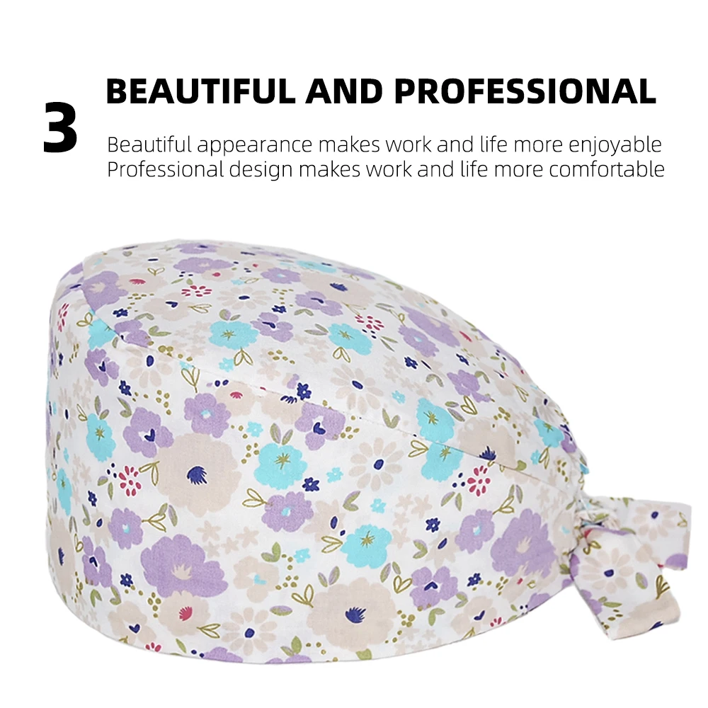 High quality scrubs cap laboratory cap printed pet shop nursing Hats Sweatband women and man scrub caps dental hat surgical caps