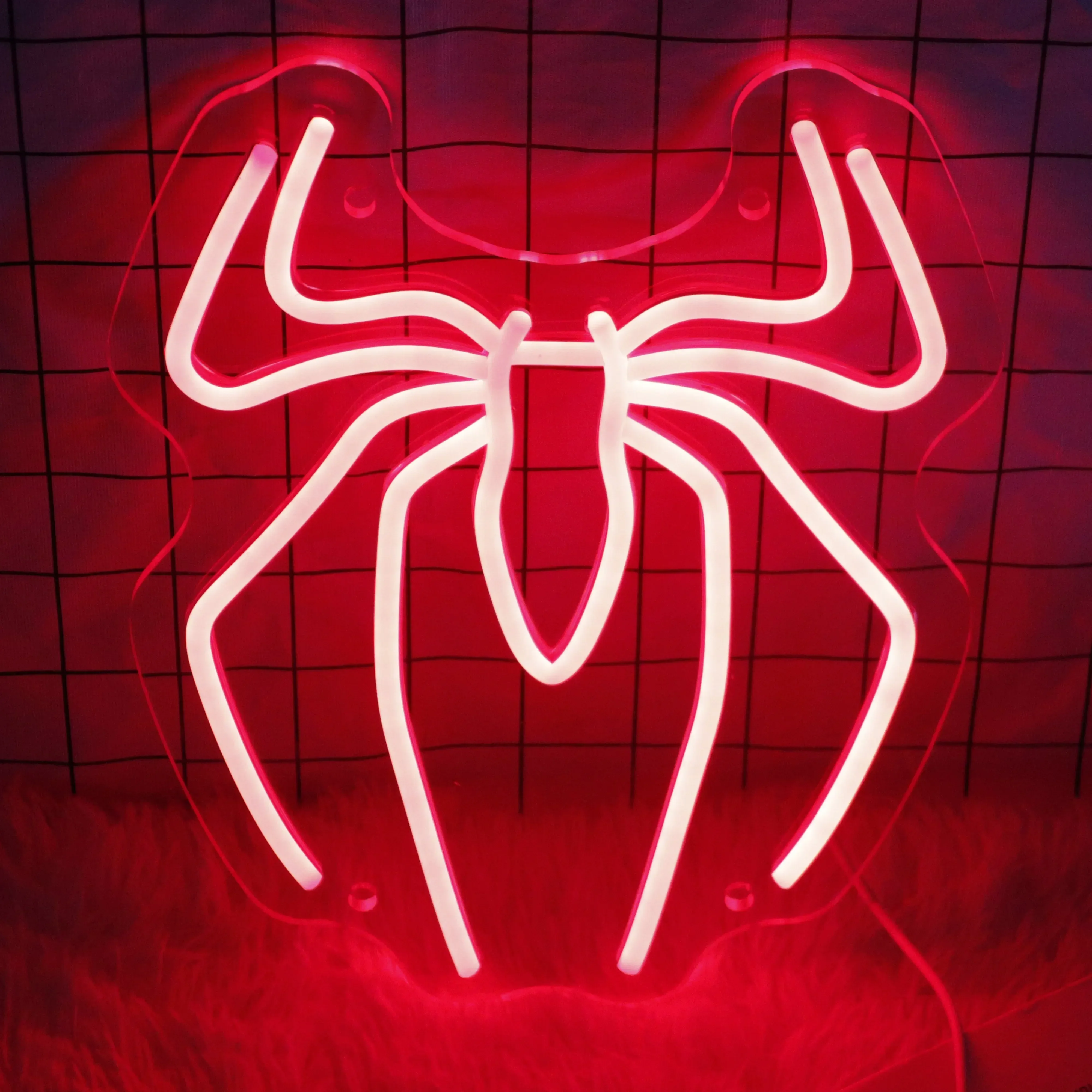 Spider Anime Neon Sign Led Light Up Sign,Neon Signs For Game Room Man Cave Bar Kids Bedroom Wall Decor Fun Birthday Gift