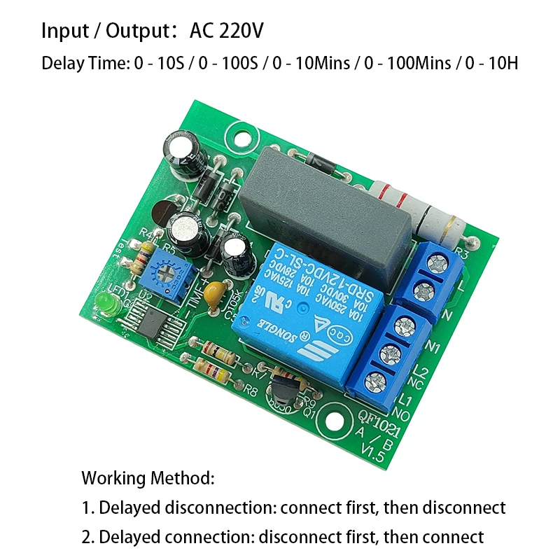 

AC 220V 230V Input/Output Timer Delay Switch Module 100S/100M Timing Turn On/Off Time Relay Module Board for Module Reservation