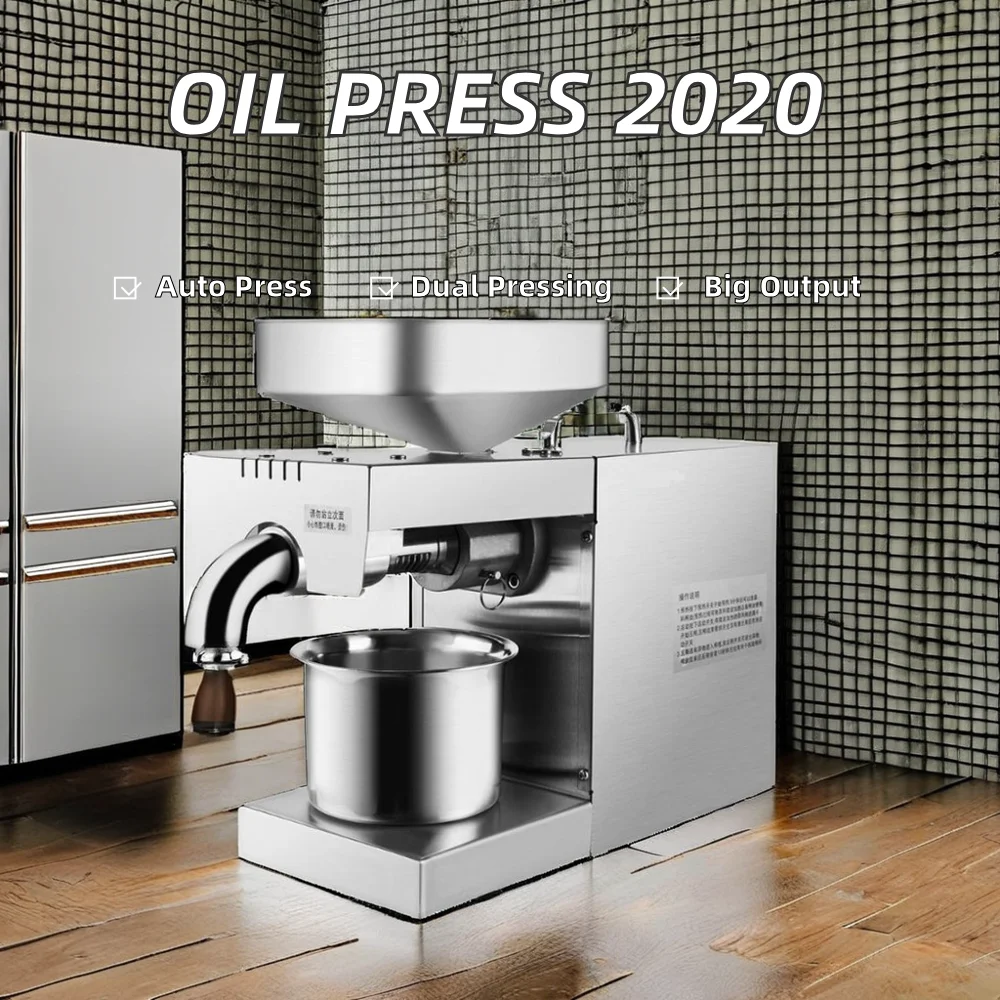 2025 New Home Automatic Cold Hot Pressing Oil Press Machine Black 8kg 7.8kg Seed Almond Sesame Peanut Soybean Palm Expeller