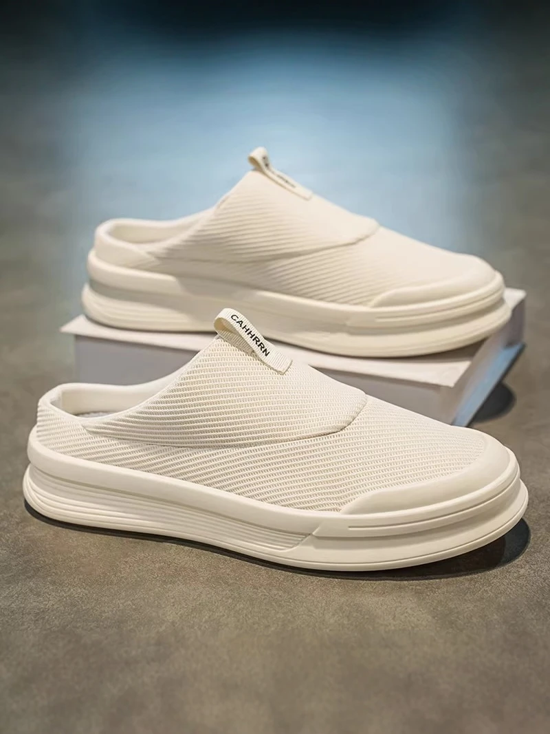 Bozhou Men's Canvas Slip-On Slippers Summer 2026 New Style Sporty Casual EVA Insole Lightweight Low Heel Thick Bottom Shoes