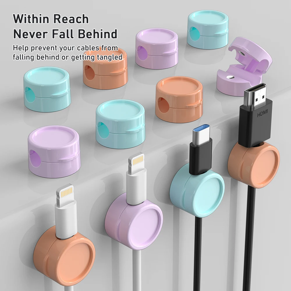 6-pack circular storage data cable magnetic cable organizer, desktop cable management buckle, cable clip, cable collection, mobi