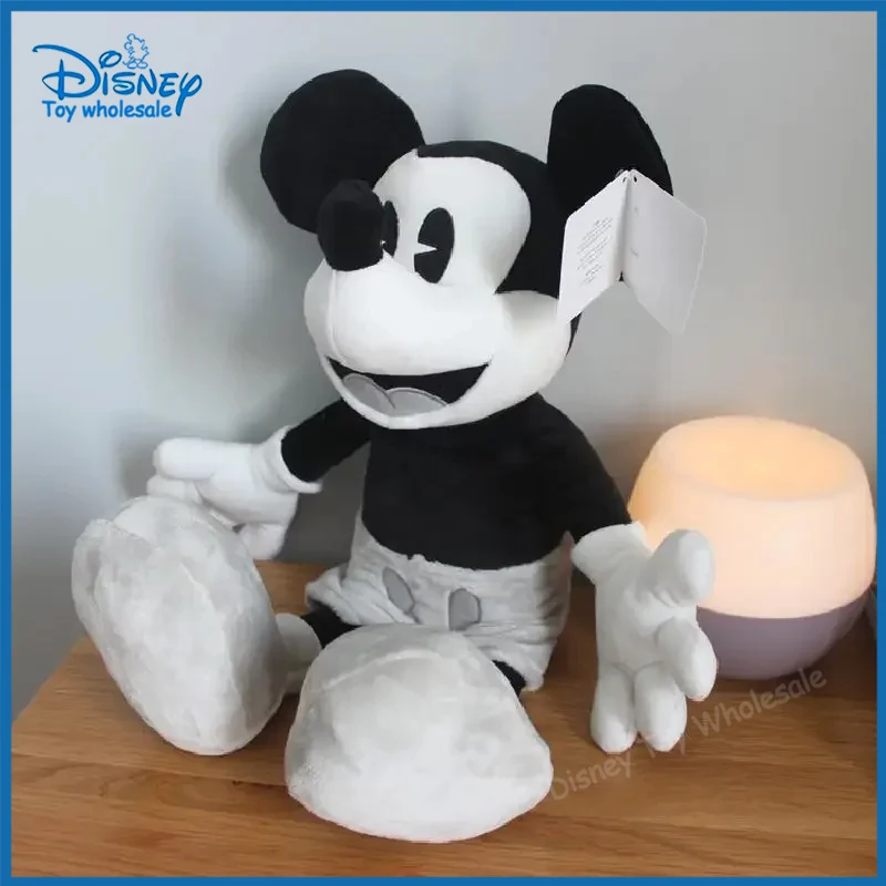 

45cm Disney Mickey Mouse Classic Black And White Retro Mickey Plush Toy Doll Doll Ragdoll Children's Soothing Doll Birthday Gift