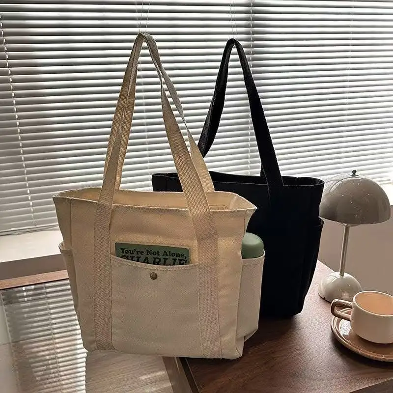 Canvas Shoulder Bag For Women Large Capacity Student Handbag_voghion.com