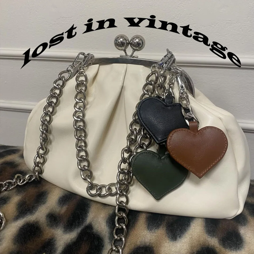 LOST IN VINTAGE Lychee Peel Artficial Leather Big Ball Bronze Metal Frame Kiss-lock Large Purse Evening Clutch Bags 35x25x10cm