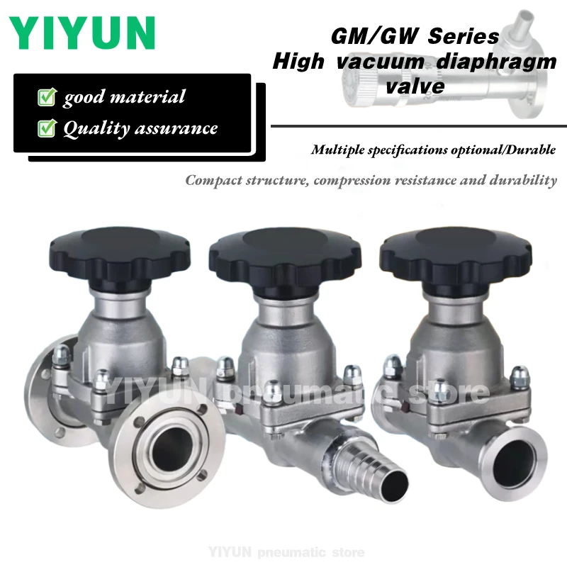 GW-J30-T GW-J30-T/KF10 GW-J30-T/KF16 GW-J200-T GW-J200-T/KF10 GW-J200-T/KF16 YIYUN High vacuum diaphragm valve GW series