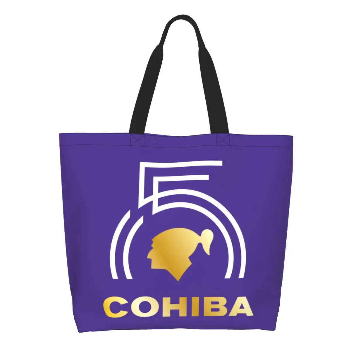 Reusable Cuban Cohiba Shopping Bag Women Canvas Shoulder Tote Bag Portable Groceries Shopper Bags