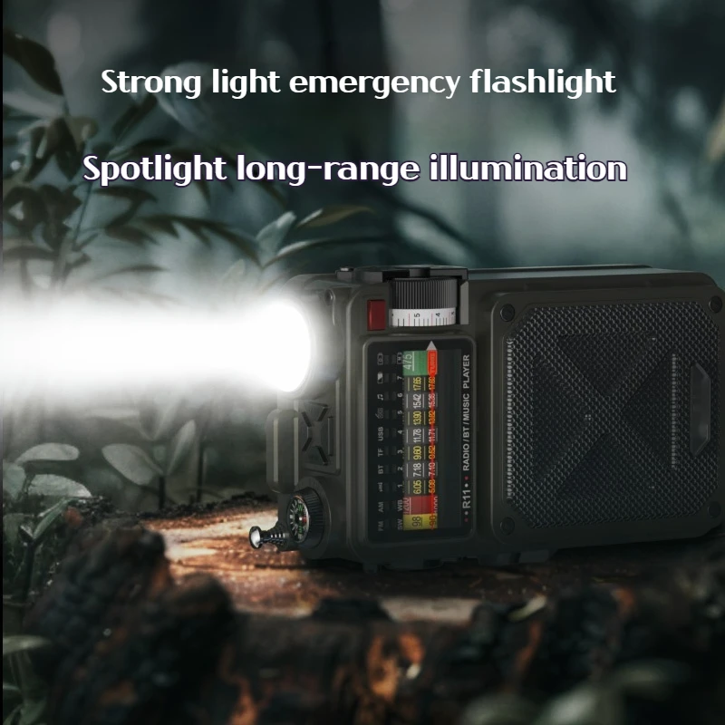 LEM multi-function hand-cranked radio, solar charging flashlight, disaster prevention and emergency survival equipment