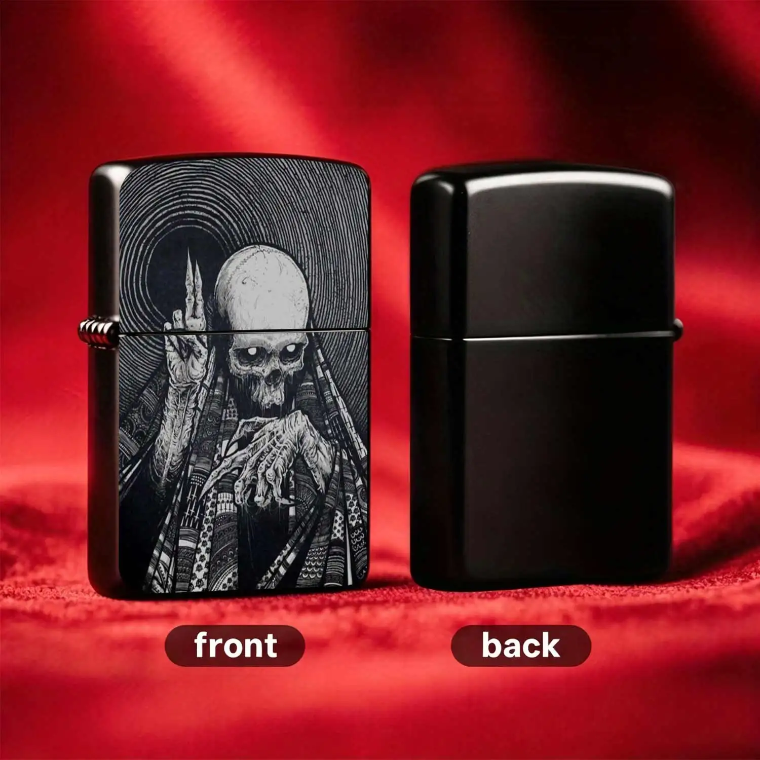 Vintage Dark Skull Flip-top  Windproof  Lighter Refillable Fuel Portable Pocket Style Trendy Personalized Dark Creative Design Textured Body Durable And Wear-resistant Suitable For Daily Carry Niche CoolItem Humorous and Fun