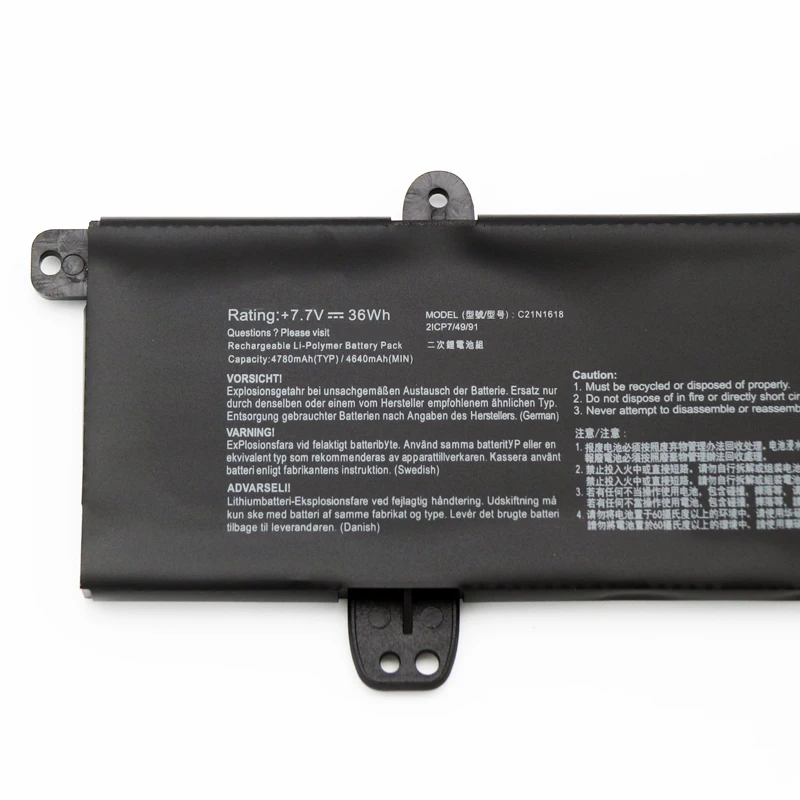

Аккумулятор для ноутбука C21N1618 для VivoBook F402BA F402BP R417BP R417BA L402BP L402BA X402BP X402BA E402BP E402BA P9000 36 Втч/4780 мАч