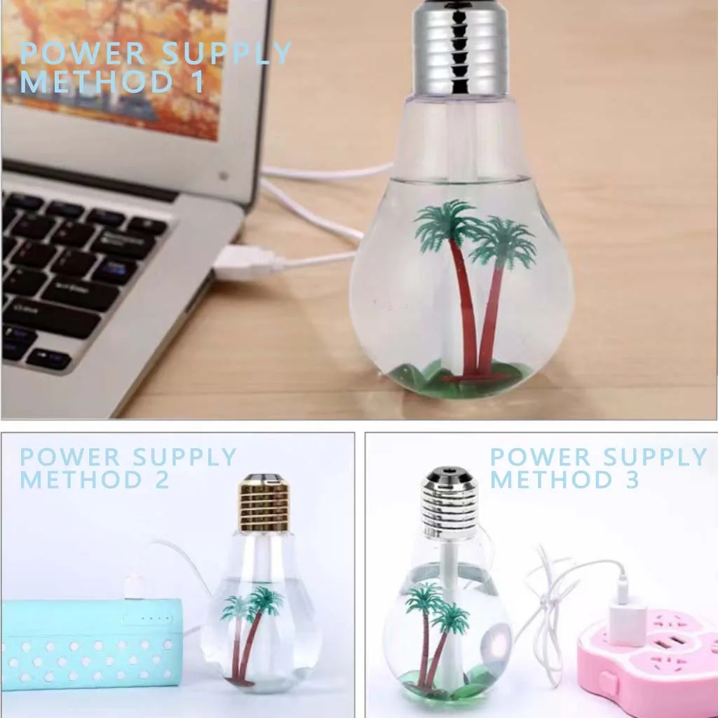 Colorful Bulb Humidifier Essential Oils Diffuser Mini USB  Humidifier Car Atomization Water Supplement Air Humidifiers