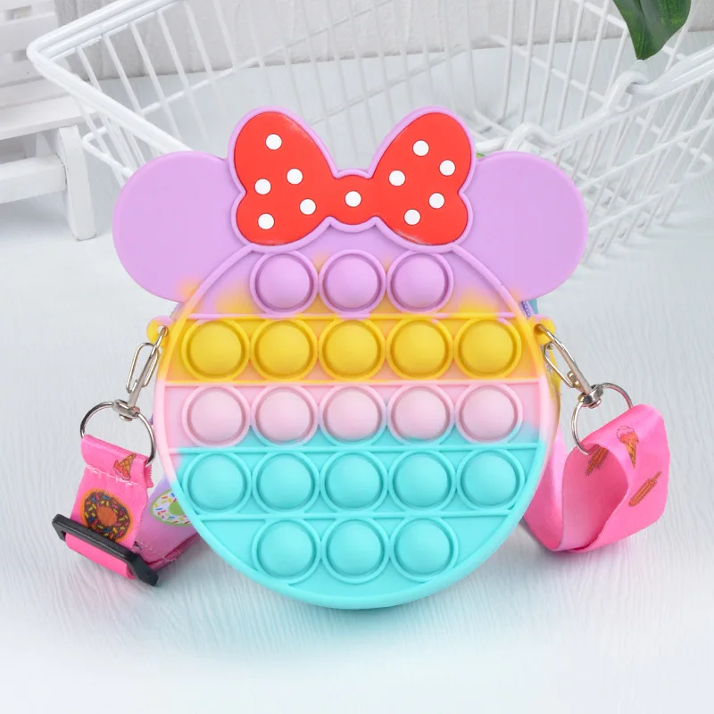 Monedero Pop Kawaii de silicona sensorial, bolsa de burbujas Pop, bolso cruzado, juguetes antiestrés, bolso para el autismo, monedero para niños