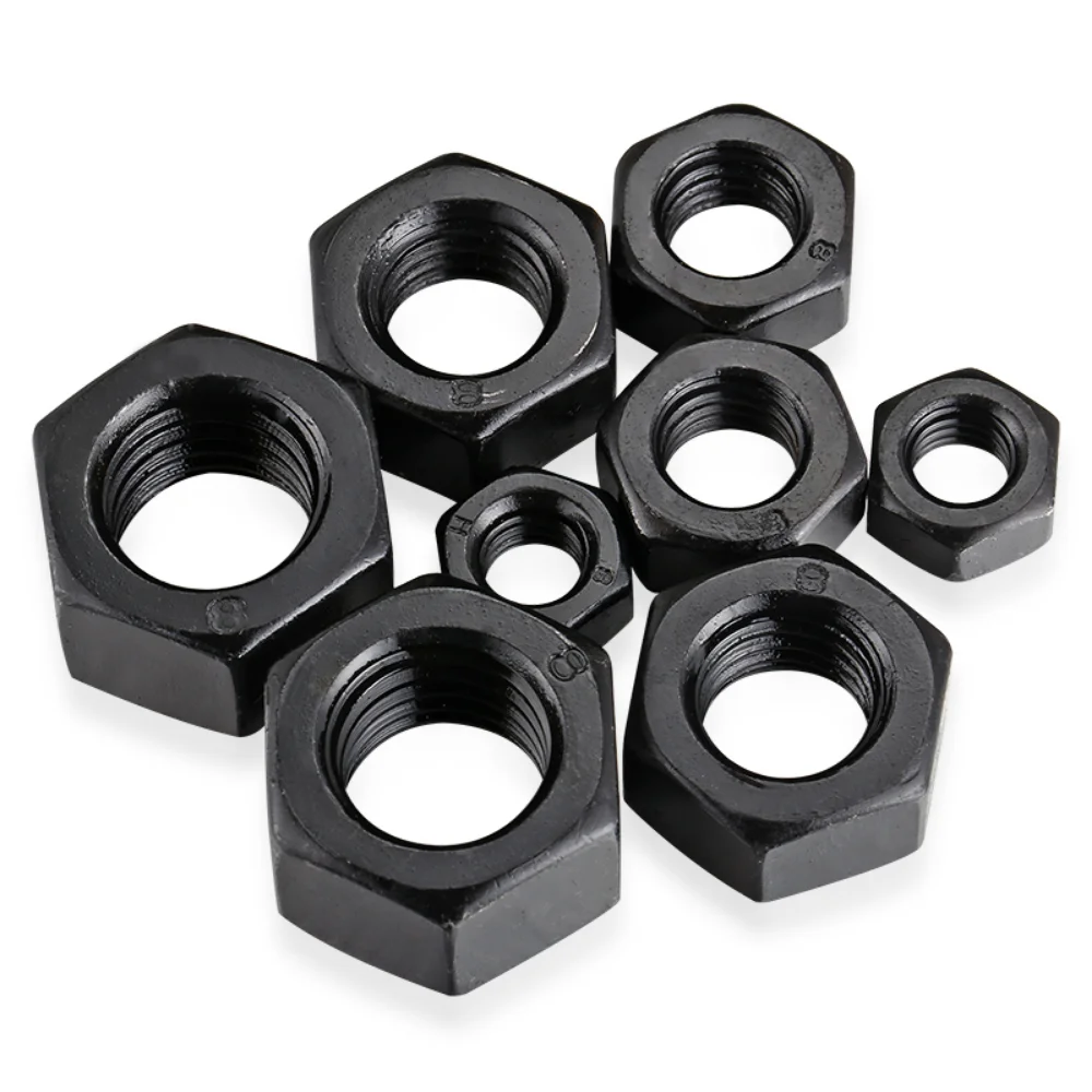 1/2/5/10/20/50pcs Black Oxide Carbon Steel Metric Hex Hexagon Nuts M2 M2.5 M3 M4 M5 M6 M8 M10 M12 M14 M16 M18 M20 M22 M24 M27