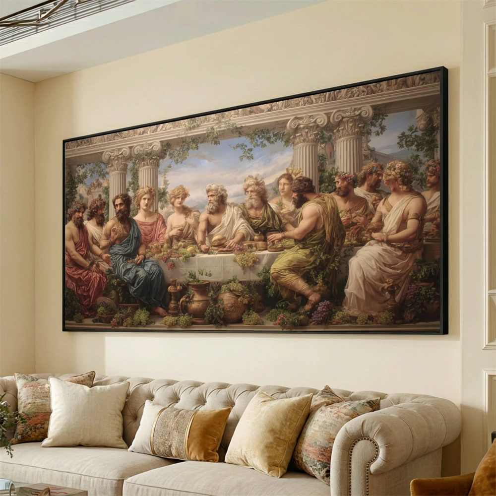 Classical Greek Gods Scene Canvas Painting Mythology Wall Art Prints Baroque Style Cloudscape Divine Figures Poster Home Decor