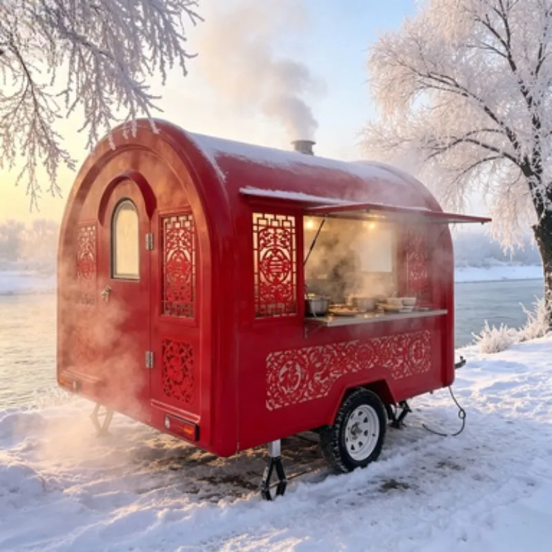 

Small Mobile Kitchen Trailer Lightweight 2 Wheel Portable for Pop Up Catering