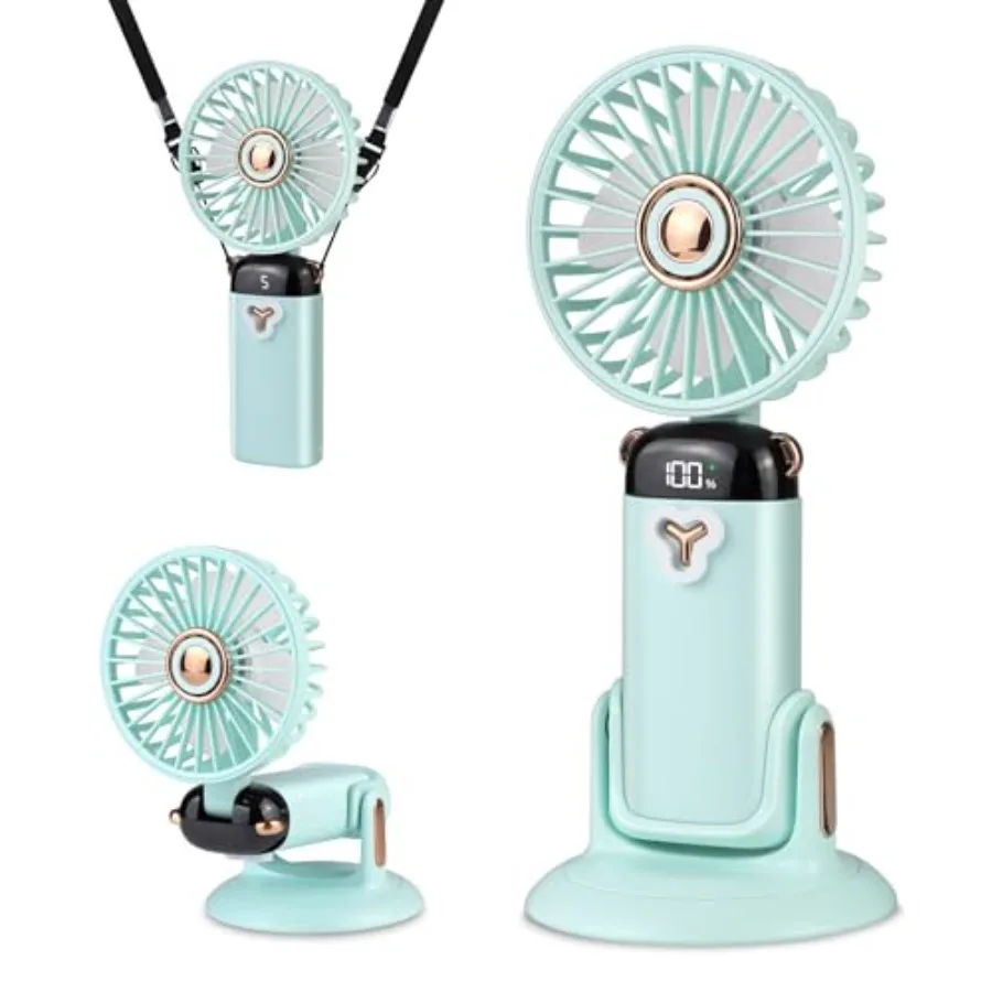 

Versatile 4-in-1 Portable Handheld Fan, Battery Operated Fan with Base, 90°Ajustable, Rechargeable Mini Fans, digital display a
