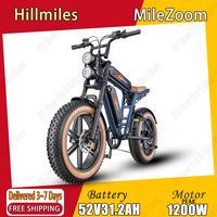 Hillmiles E-bike Hydraulic Brake 1200W Peak Motor 52 V31.2AH Dual Battery Electric Bicycle 20*4.0 Inch Fat Tire Electric Bike