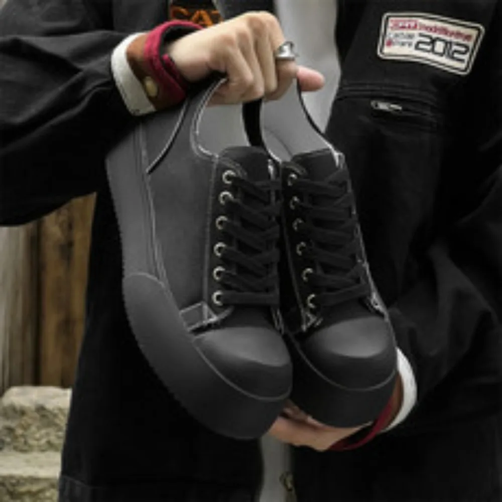 

2025 Mens Big Head Canvas Shoes Retro Chunky Sole Casual Sneakers Derby Shoes