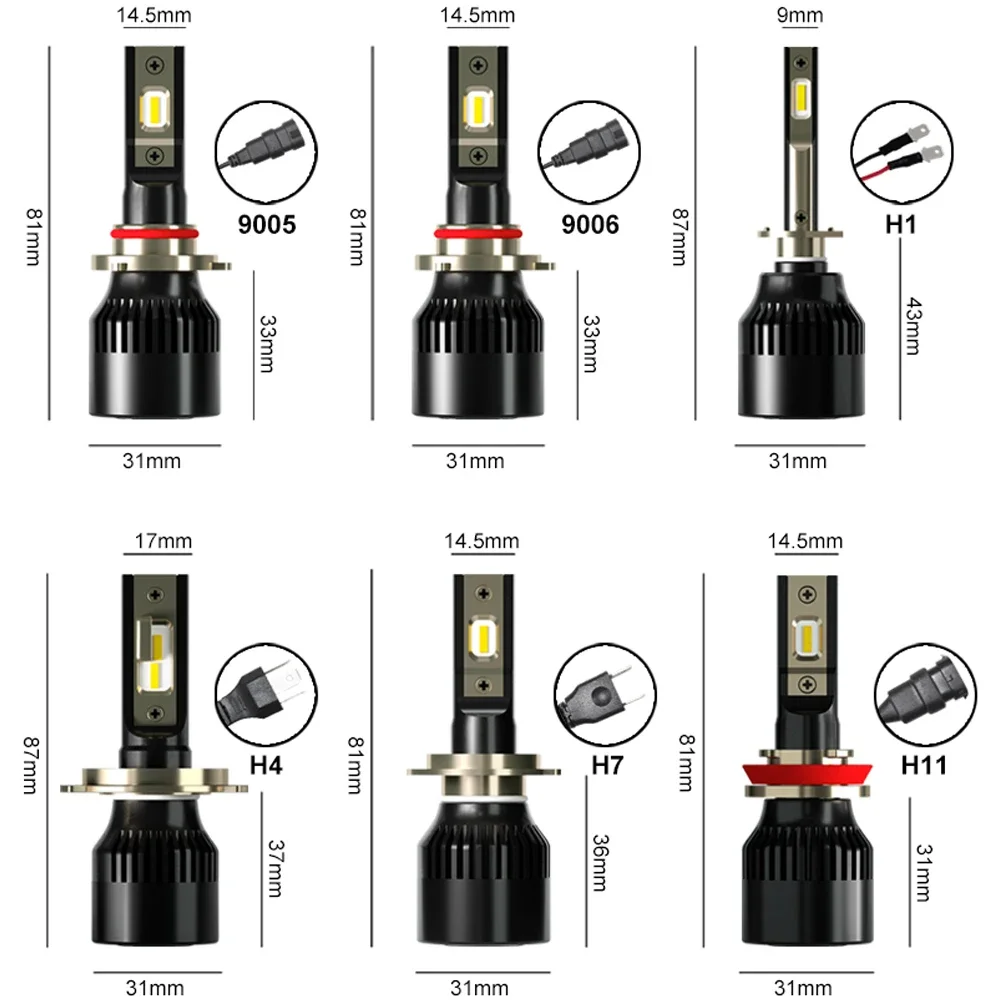 Roadsun csp chips h7 led h4 h1 carro farol lâmpadas led h11 h3 h13 h27 880 9005 9006 12000lm 80w luzes do carro automóveis lâmpada automóvel