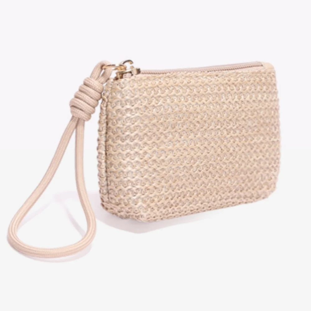 Модные женские мини-соломенные кошельки, кошельки для монет, держатель для карт, сумка для денег, женская сумка на молнии для девочек