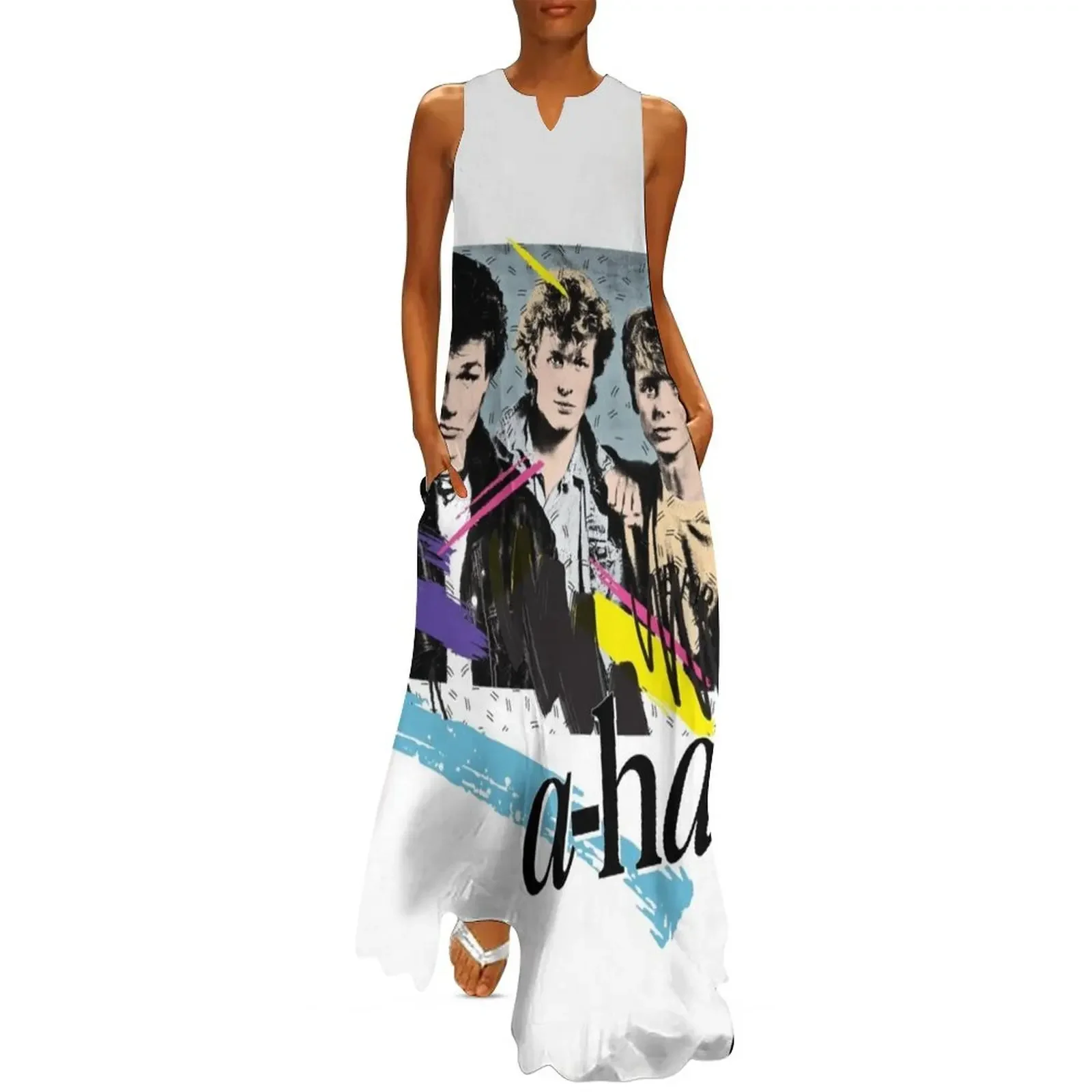 

Original Vintage Styled 80s A-Ha Design Long Dress sexy short dresses daring ladies dresses for special occasion Prom gown Dress