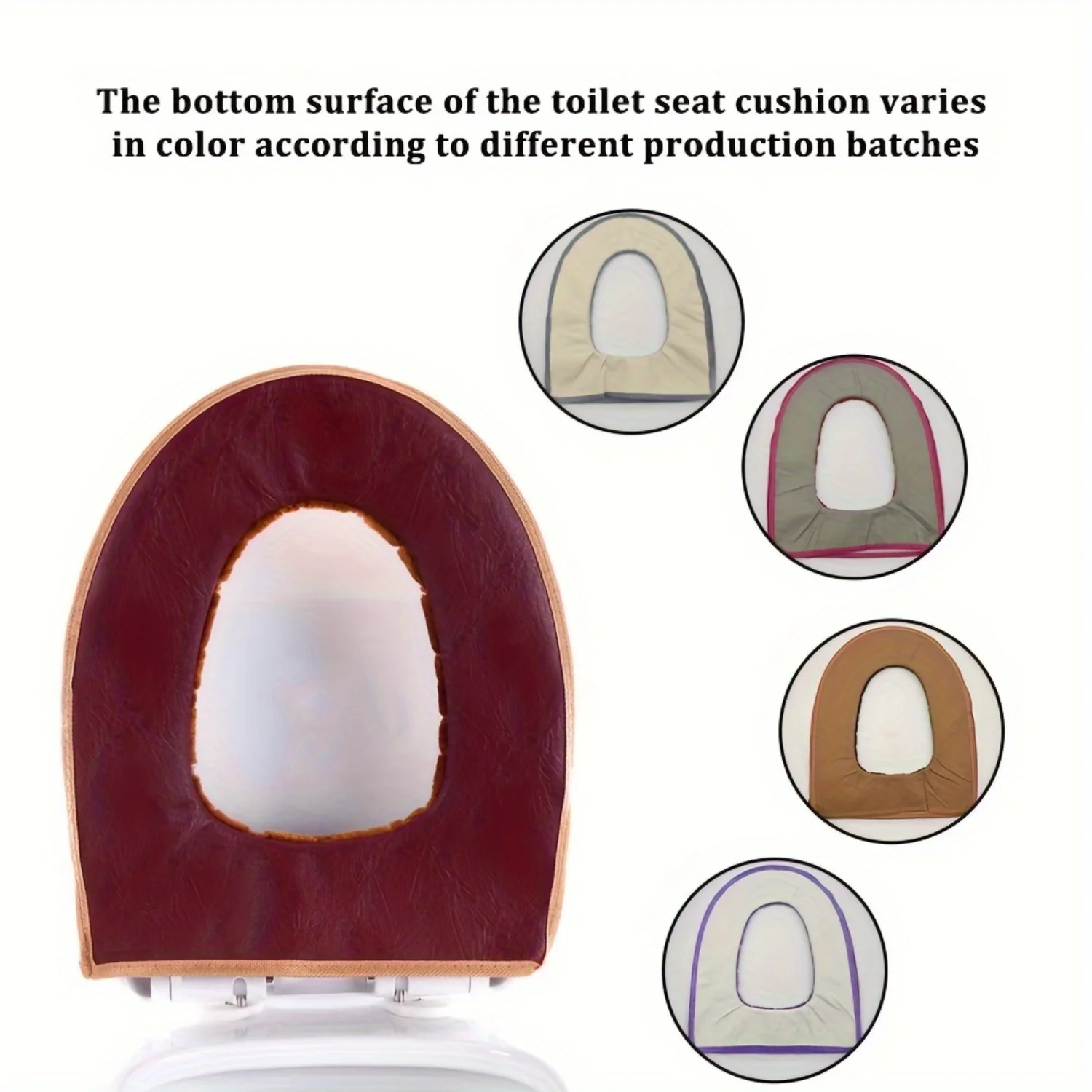 Plush Padded Toilet Seat Cover With Zipper, Soft And Warm, Washable And Reusable Bathroom Cushion Pad, Universal Fit