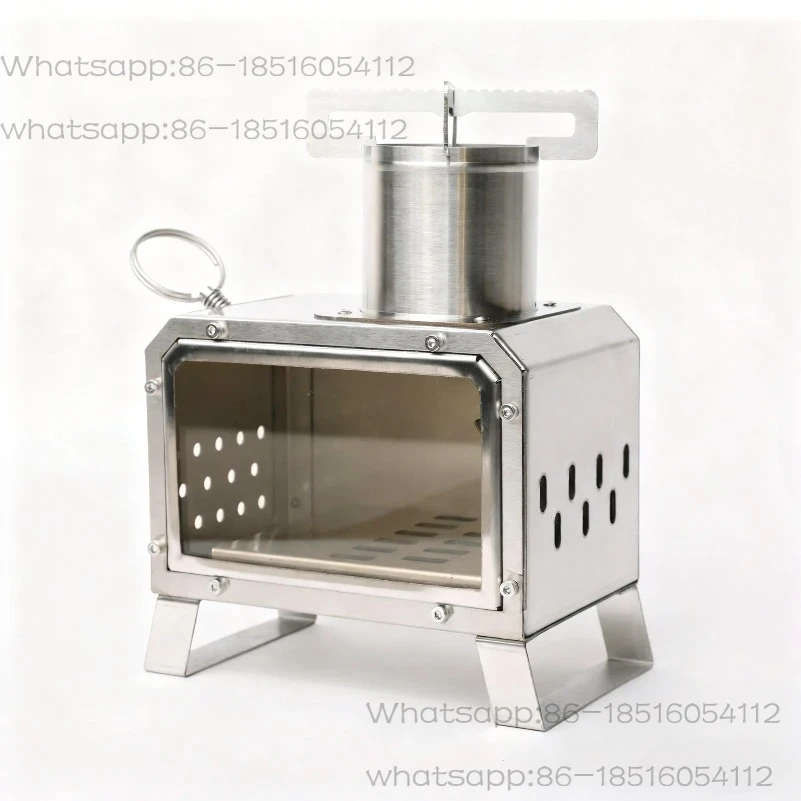 

Camping Outdoor Stainless Steel Portable Desktop Firewood Stove Glass Heating Stove