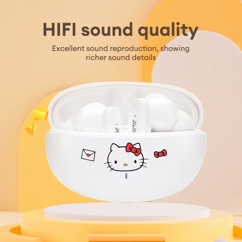 Sanrio S90 Wireless Bluetooth Anime Earphones Kuromi Smart Touch Intelligent Noise Reduction Earbuds Kawaii Hello Kitty Headsets