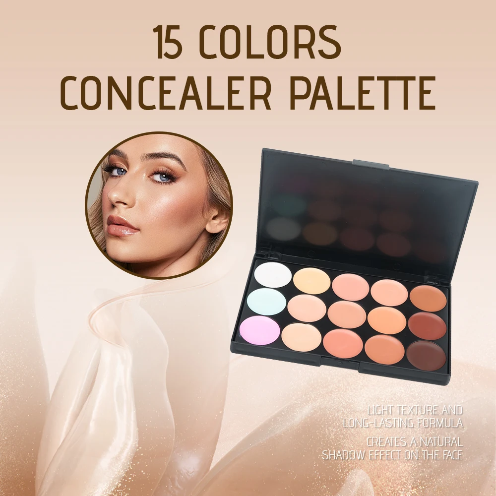 Concealer in 15 colors, foundation cream, contour cream, moisturizing face concealer, liquid foundation, acne marks